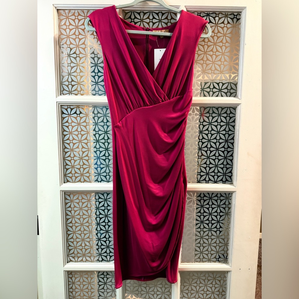 Michael kors ultra pink ruched bodycon dress size 8
